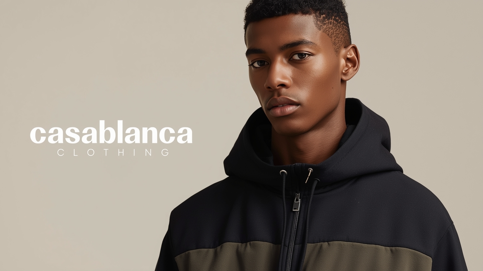 Casablanca luxury campaign banner blending resort elegance and sport codes